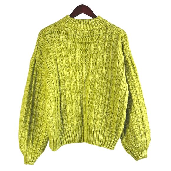 FRNCH Chiara Knit Crewneck Sweater Citron Vert Green - Picture 5 of 7
